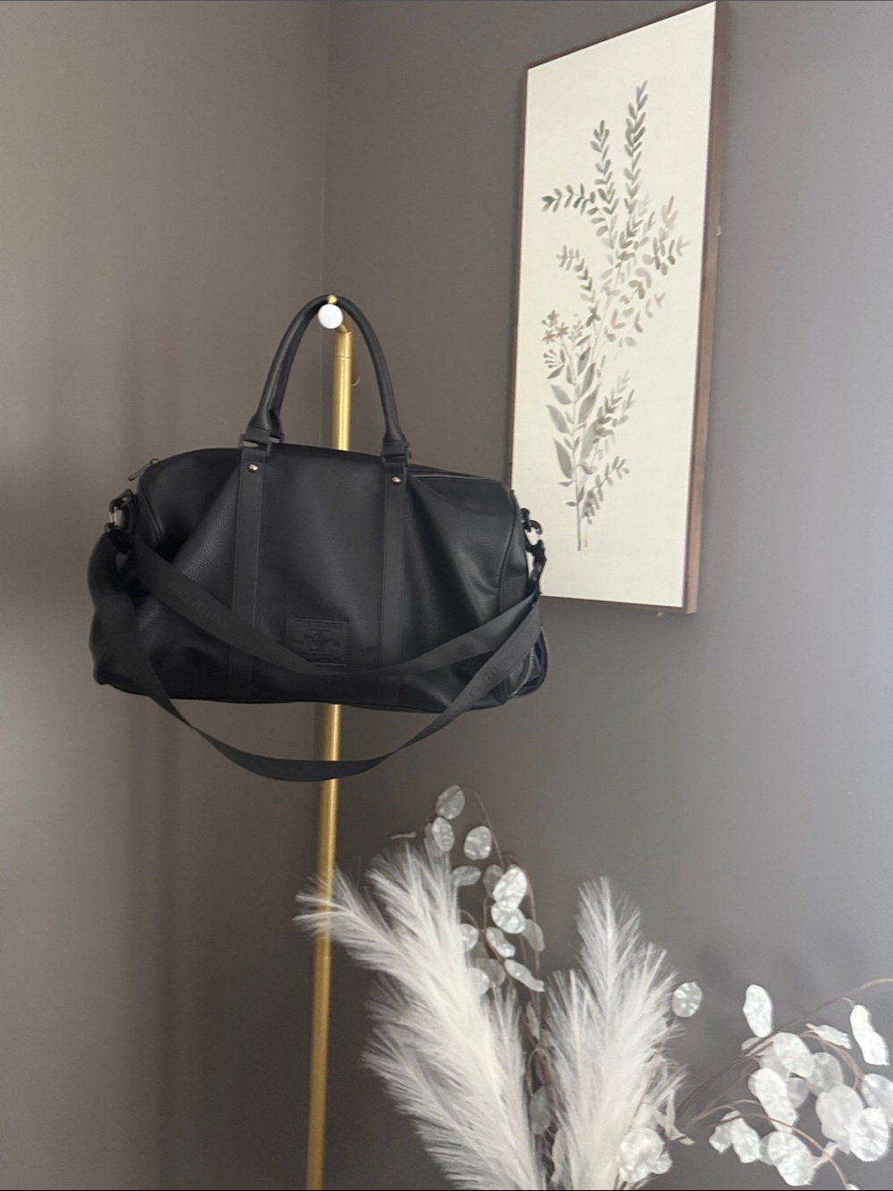 True Religion Black Leather Weekender Duffel Bag - Unbranded